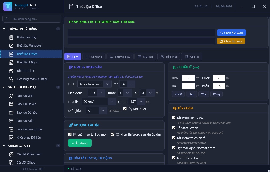 Ảnh minh họa: Thiết lập Office
