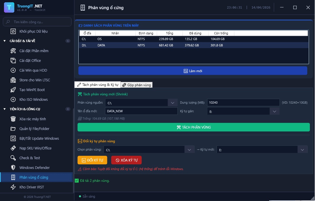 Ảnh minh họa: Phân vùng ổ cứng