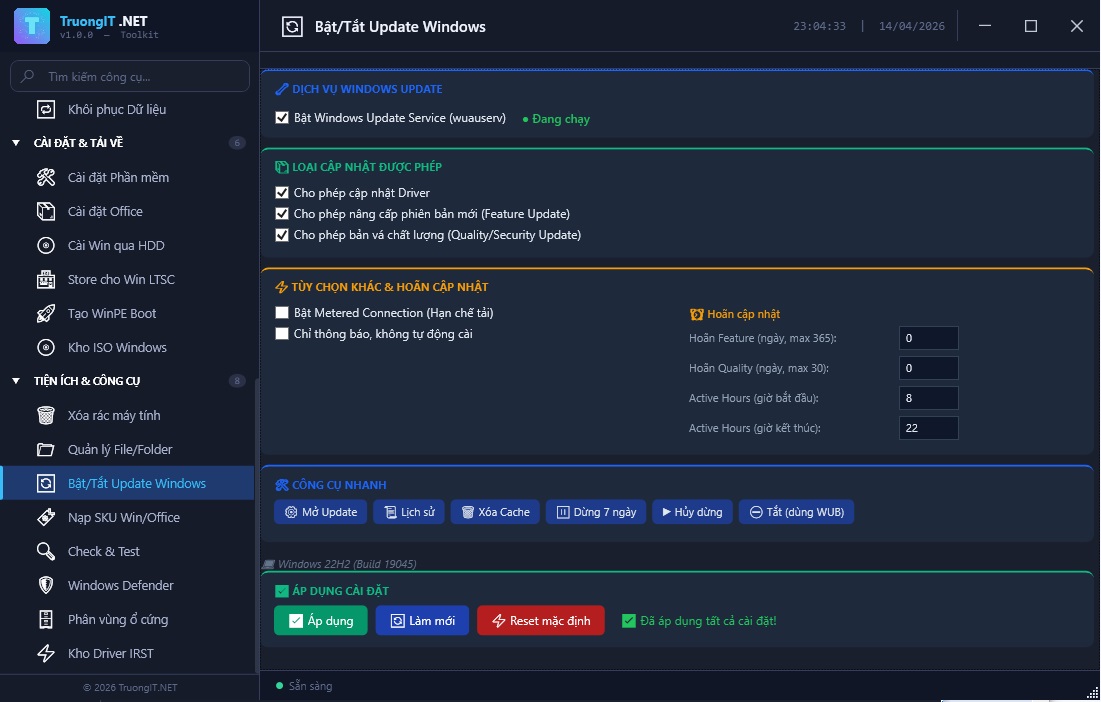 Ảnh minh họa: Bật/Tắt Update Windows
